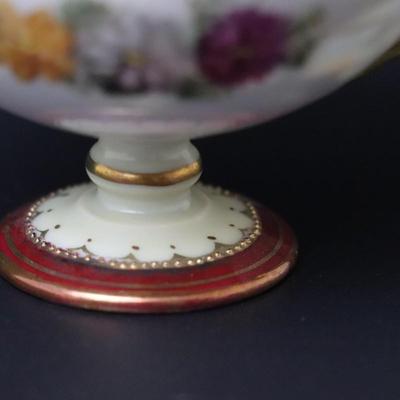 Rare Maple Leaf Stamp Antique Nippon Hand Painted Gold Red Pink Yellow Roses Ornate Teacup and Saucer Plate