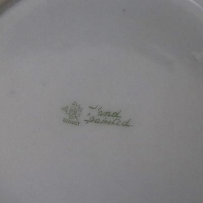 Antique Maple Leaf Mark Nippon Hand Painted Porcelain Gold and Vibrant Landscape Lidded Container with Handles