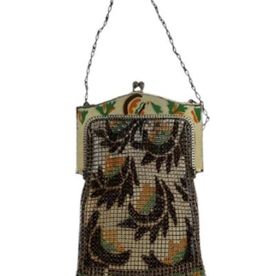 Pair of Enameled Deco Mesh Purses