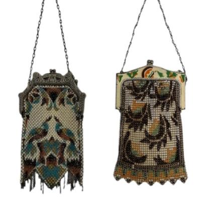 Pair of Enameled Deco Mesh Purses