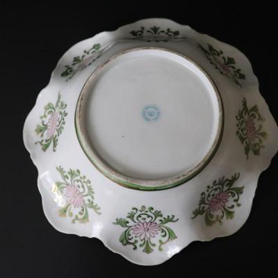 Circa 1904 Royal Hinode Nippon Hand Painted Gold Green Blue and Pink Decorative Bowl