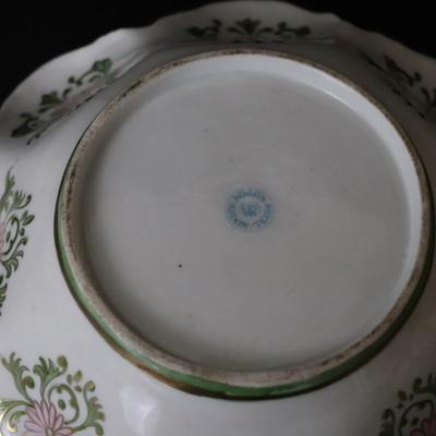 Circa 1904 Royal Hinode Nippon Hand Painted Gold Green Blue and Pink Decorative Bowl