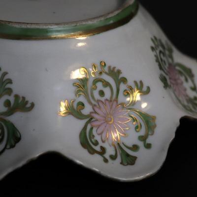 Circa 1904 Royal Hinode Nippon Hand Painted Gold Green Blue and Pink Decorative Bowl