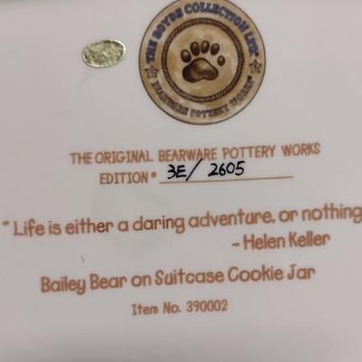 Numbered Boyd's Collection Teddy Bear Cookie Jar- Bailey Bear on Suitcase