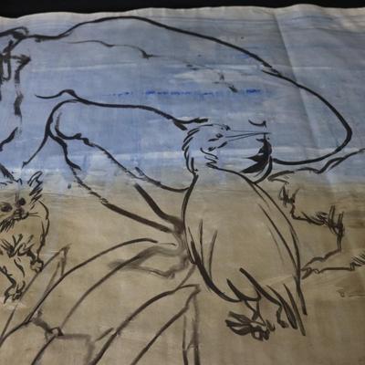 Large 13 ft Long 1969 Kenneth Callahan Original Sumi Ink Wash Painting on Paper