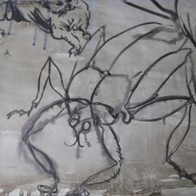 Large 13 ft Long 1969 Kenneth Callahan Original Sumi Ink Wash Painting on Paper