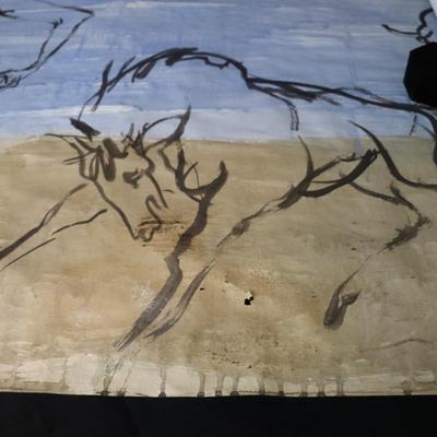 Large 13 ft Long 1969 Kenneth Callahan Original Sumi Ink Wash Painting on Paper