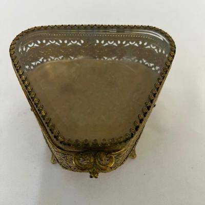 Vintage Gold Tone Filigree Jewelry Box
