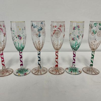 Hand Painted and Decorated Champagne Flutes