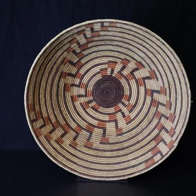 Antique Southwest Native American Woven 22 inch Basket with Spiral Design