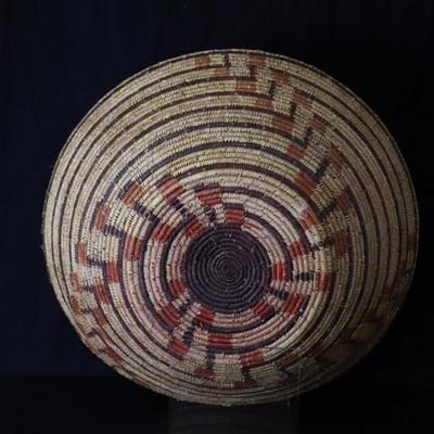 Antique Southwest Native American Woven 22 inch Basket with Spiral Design