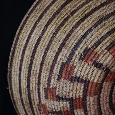 Antique Southwest Native American Woven 22 inch Basket with Spiral Design