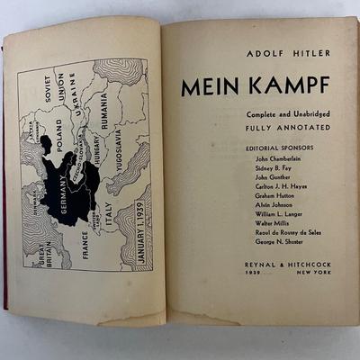 "Mein Kampf" 1939 First U.S. Edition Book