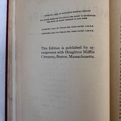 "Mein Kampf" 1939 First U.S. Edition Book