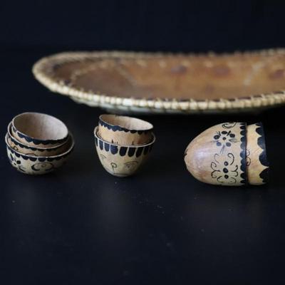 Lot of Native American Birch Bark Bowls and Accessories