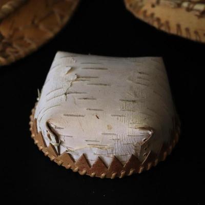 Lot of Native American Birch Bark Bowls and Accessories
