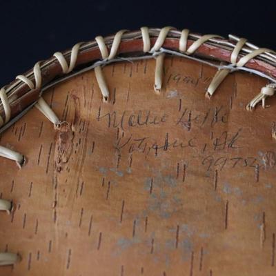 Native American Alaskan Athabaskan Indian Hand Made Birch Bark Basket