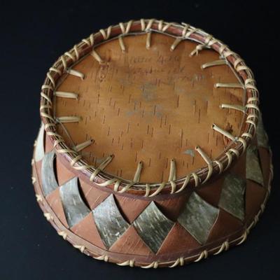 Native American Alaskan Athabaskan Indian Hand Made Birch Bark Basket