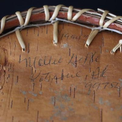 Native American Alaskan Athabaskan Indian Hand Made Birch Bark Basket
