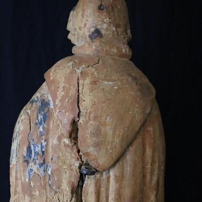 Antique French Carved Wood Statue of Saint John