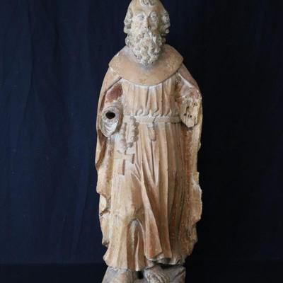 Antique French Carved Wood Statue of Saint John