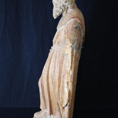 Antique French Carved Wood Statue of Saint John