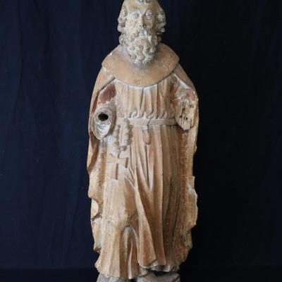 Antique French Carved Wood Statue of Saint John