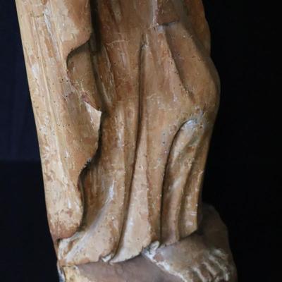 Antique French Carved Wood Statue of Saint John