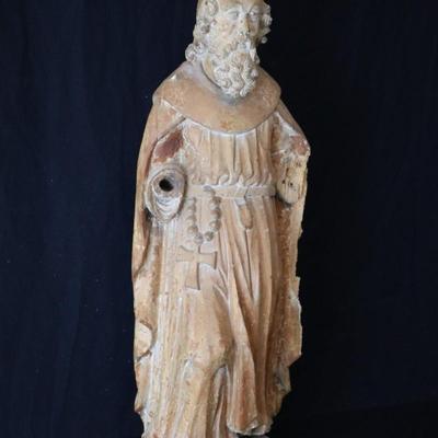 Antique French Carved Wood Statue of Saint John