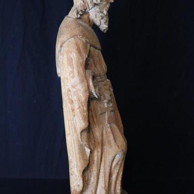 Antique French Carved Wood Statue of Saint John