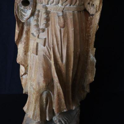 Antique French Carved Wood Statue of Saint John