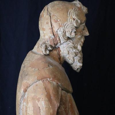 Antique French Carved Wood Statue of Saint John