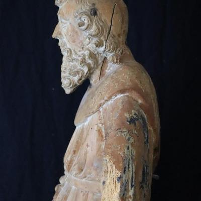 Antique French Carved Wood Statue of Saint John