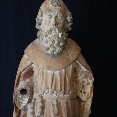 Antique French Carved Wood Statue of Saint John