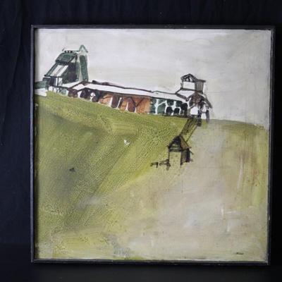 Vintage Abstract Mid Century Original Landscape Painting Signed by Miller