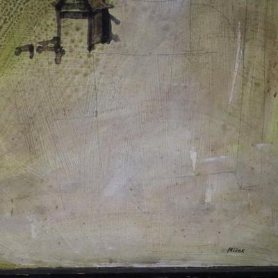 Vintage Abstract Mid Century Original Landscape Painting Signed by Miller