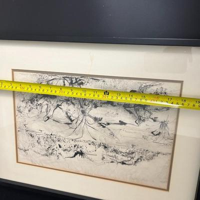 Original Kenneth Callahan (American, 1905 - 1986) Ink Wash Painting of Coastal Landscape Scene