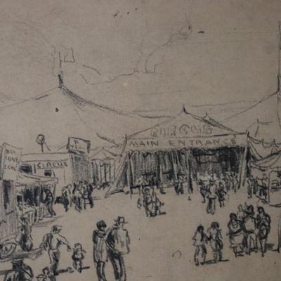 Original Kenneth Callahan (American, 1905 - 1986) Pencil on Paper Titled "Circus"