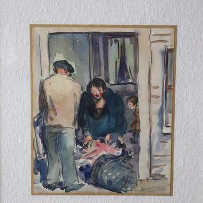 Original 1927 Kenneth Callahan Watercolor Painting Titled "The Laundry Man"