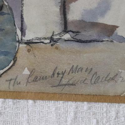 Original 1927 Kenneth Callahan Watercolor Painting Titled "The Laundry Man"