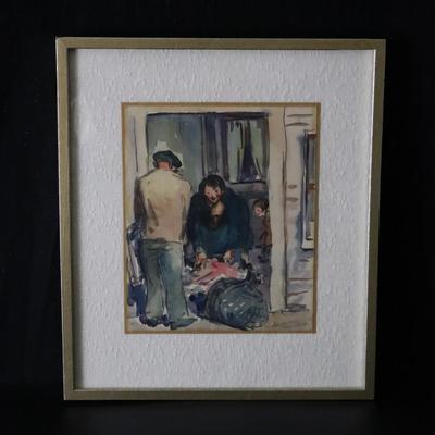 Original 1927 Kenneth Callahan Watercolor Painting Titled "The Laundry Man"