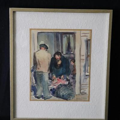 Original 1927 Kenneth Callahan Watercolor Painting Titled "The Laundry Man"