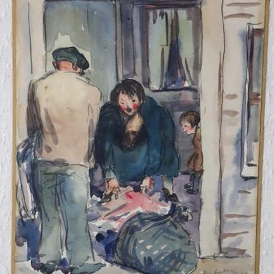 Original 1927 Kenneth Callahan Watercolor Painting Titled "The Laundry Man"