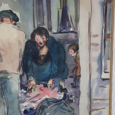 Original 1927 Kenneth Callahan Watercolor Painting Titled "The Laundry Man"