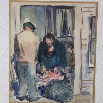 Original 1927 Kenneth Callahan Watercolor Painting Titled "The Laundry Man"