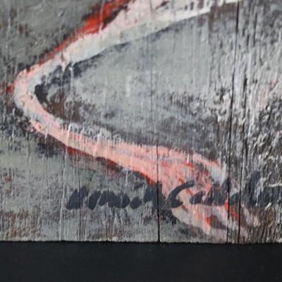 Original 1967 Kenneth Callahan (American, 1905 - 1986) Painting of Frog on Wood Board