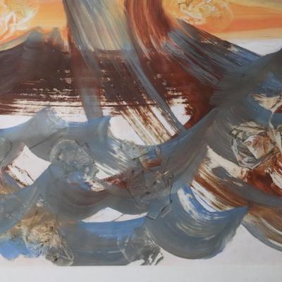 1976 Kenneth Callahan (American, 1905 - 1986) Original Oil and Tempera on Paper Titled "Sunset"