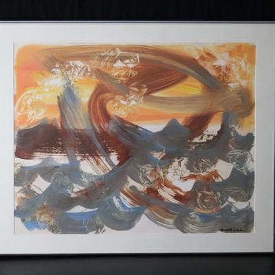 1976 Kenneth Callahan (American, 1905 - 1986) Original Oil and Tempera on Paper Titled "Sunset"