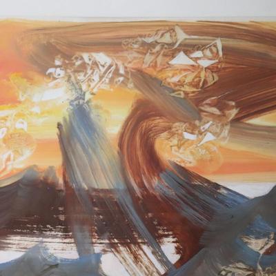 1976 Kenneth Callahan (American, 1905 - 1986) Original Oil and Tempera on Paper Titled "Sunset"