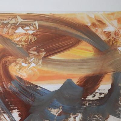 1976 Kenneth Callahan (American, 1905 - 1986) Original Oil and Tempera on Paper Titled "Sunset"